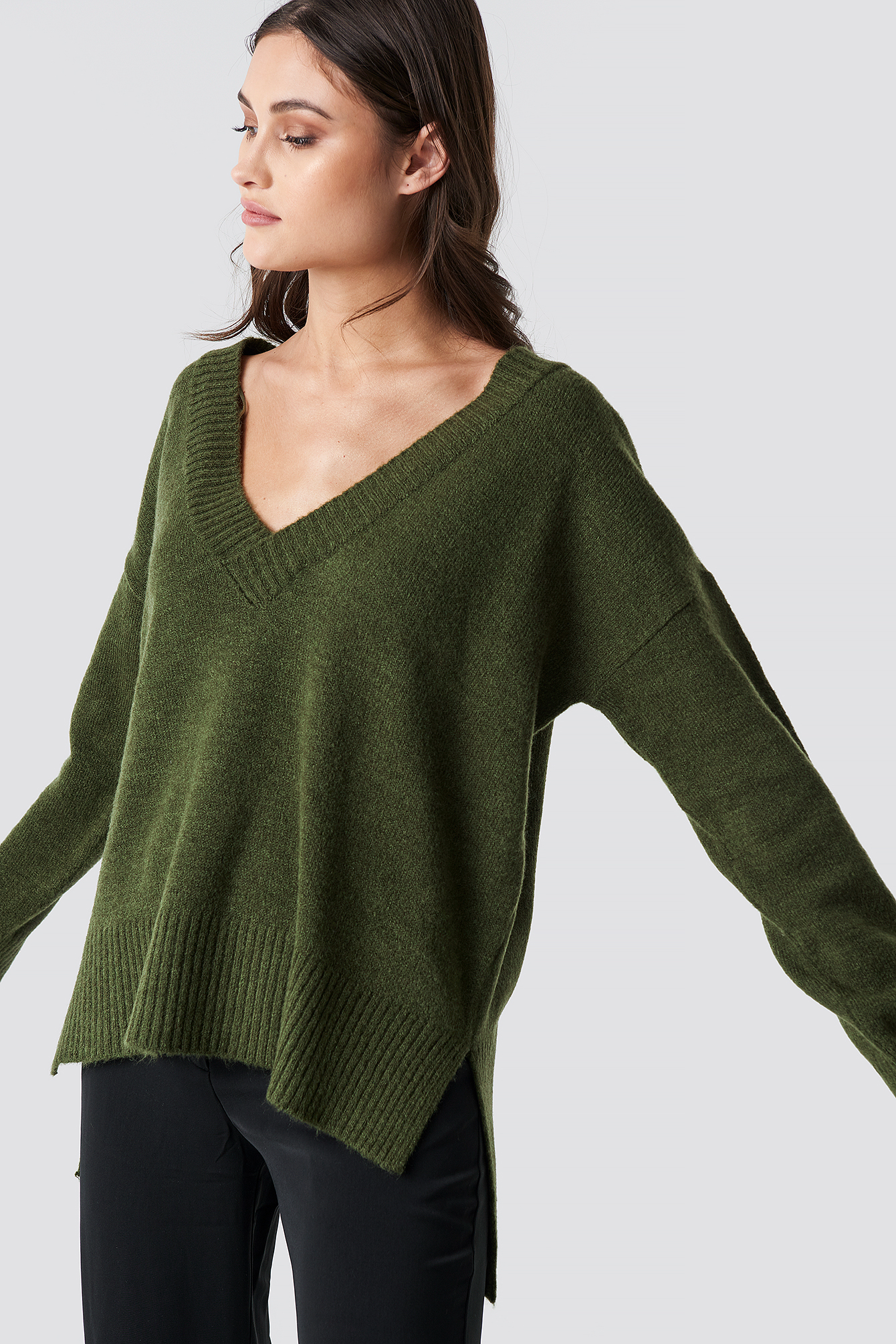 deep v neck sweater