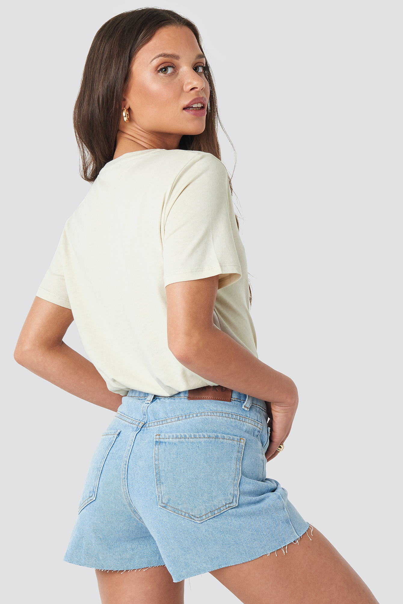 Raw Hem High Waist Denim Shorts Bleu | na-kd.fr